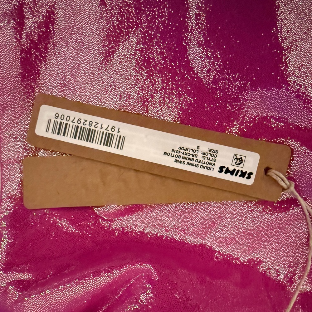SKIMS Shimmer Knot-Side Bikini Bottom in Hot Pink - Picture 3 of 7